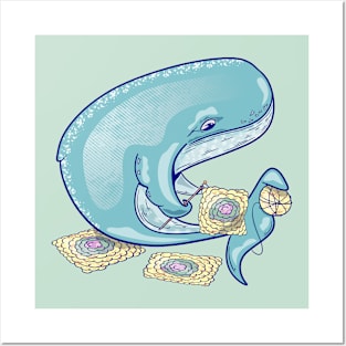 Whale crocheting Posters and Art